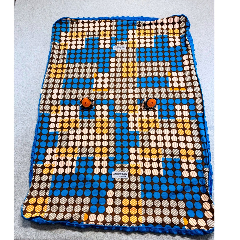 Carseat Canopy Car Seat Cover Kids OS Blue Brown Geometric Dot Minky Lining